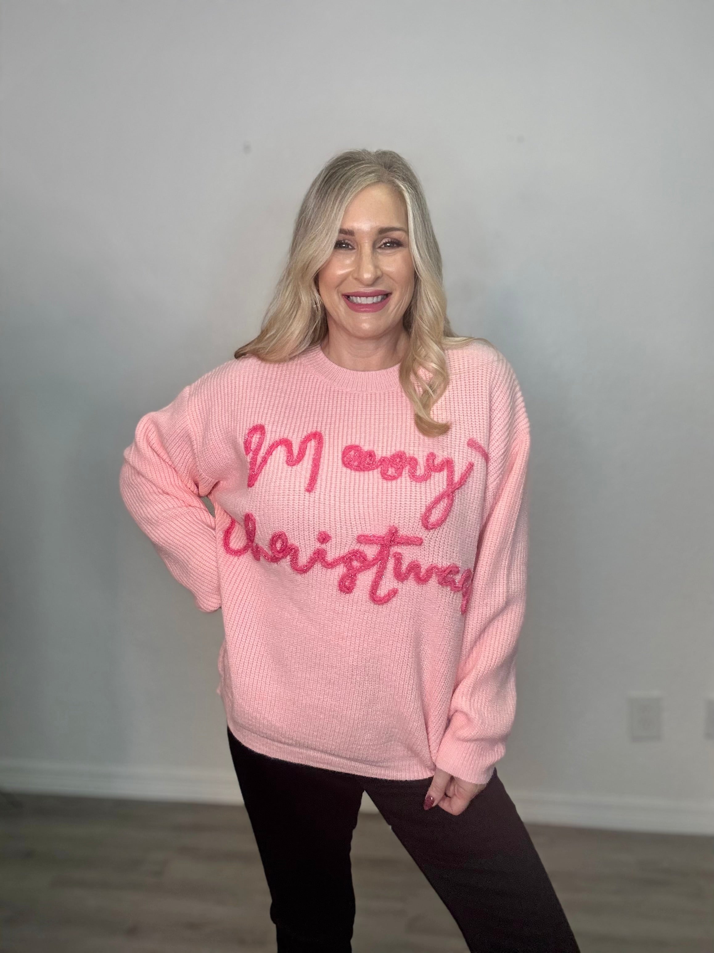 Merry Christmas Tinsel Sweater Top