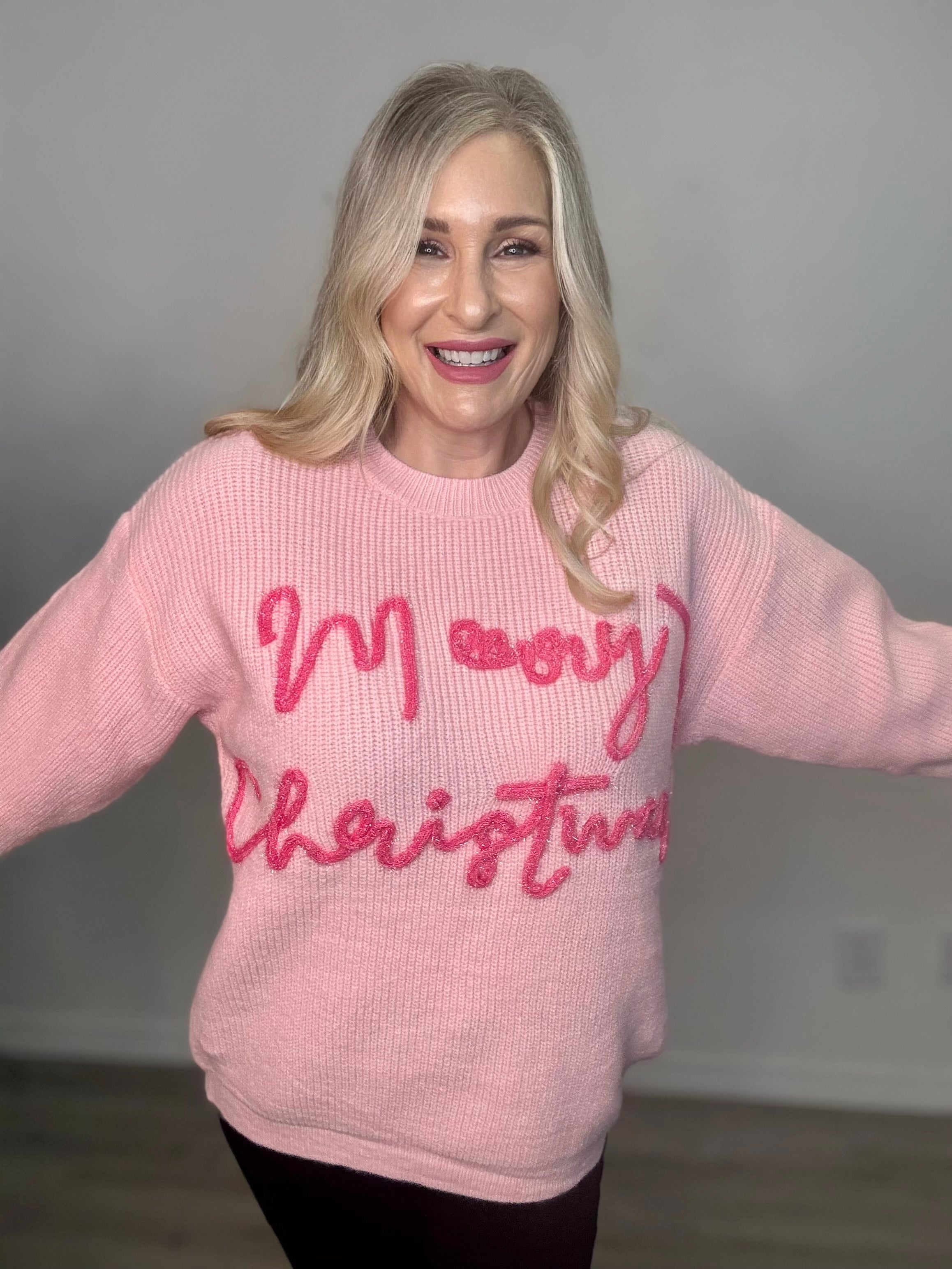 Merry Christmas Tinsel Sweater Top