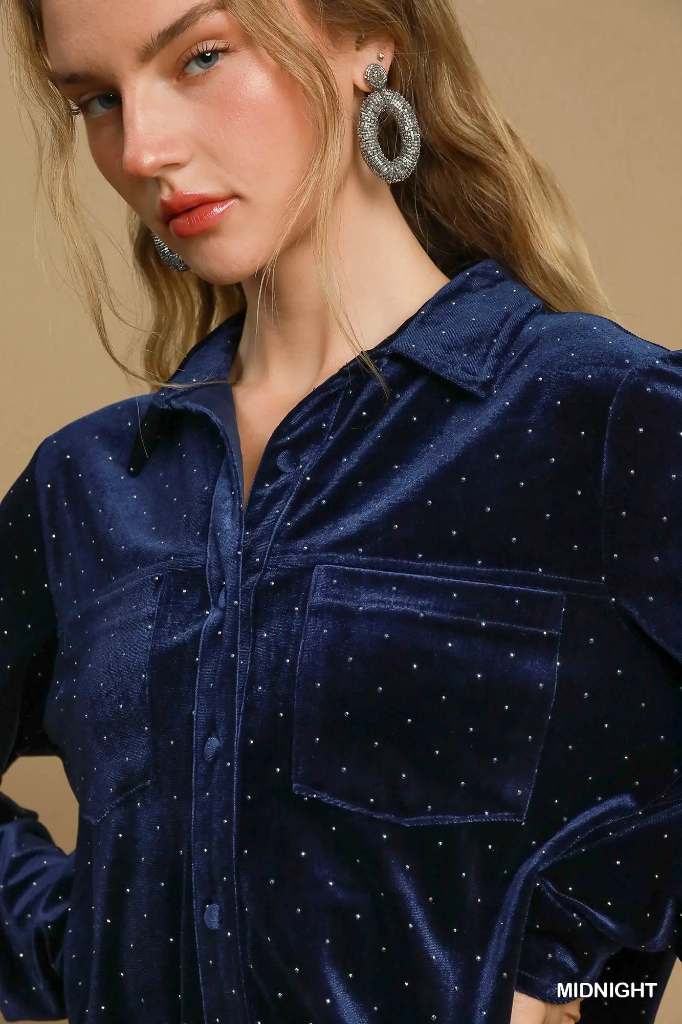 The Midnight Velvet Button Down Top