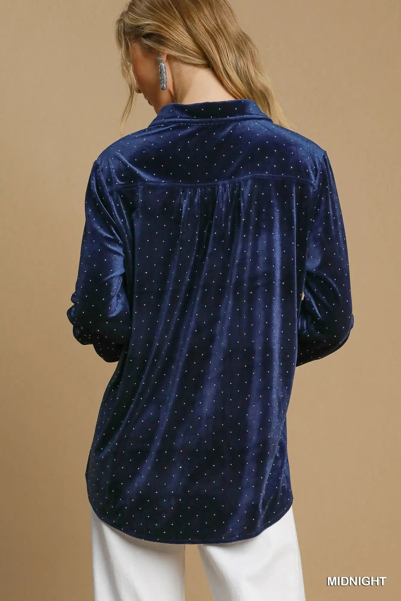 The Midnight Velvet Button Down Top