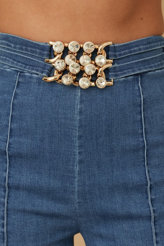 The Stone Belted Dressy Denim Pants