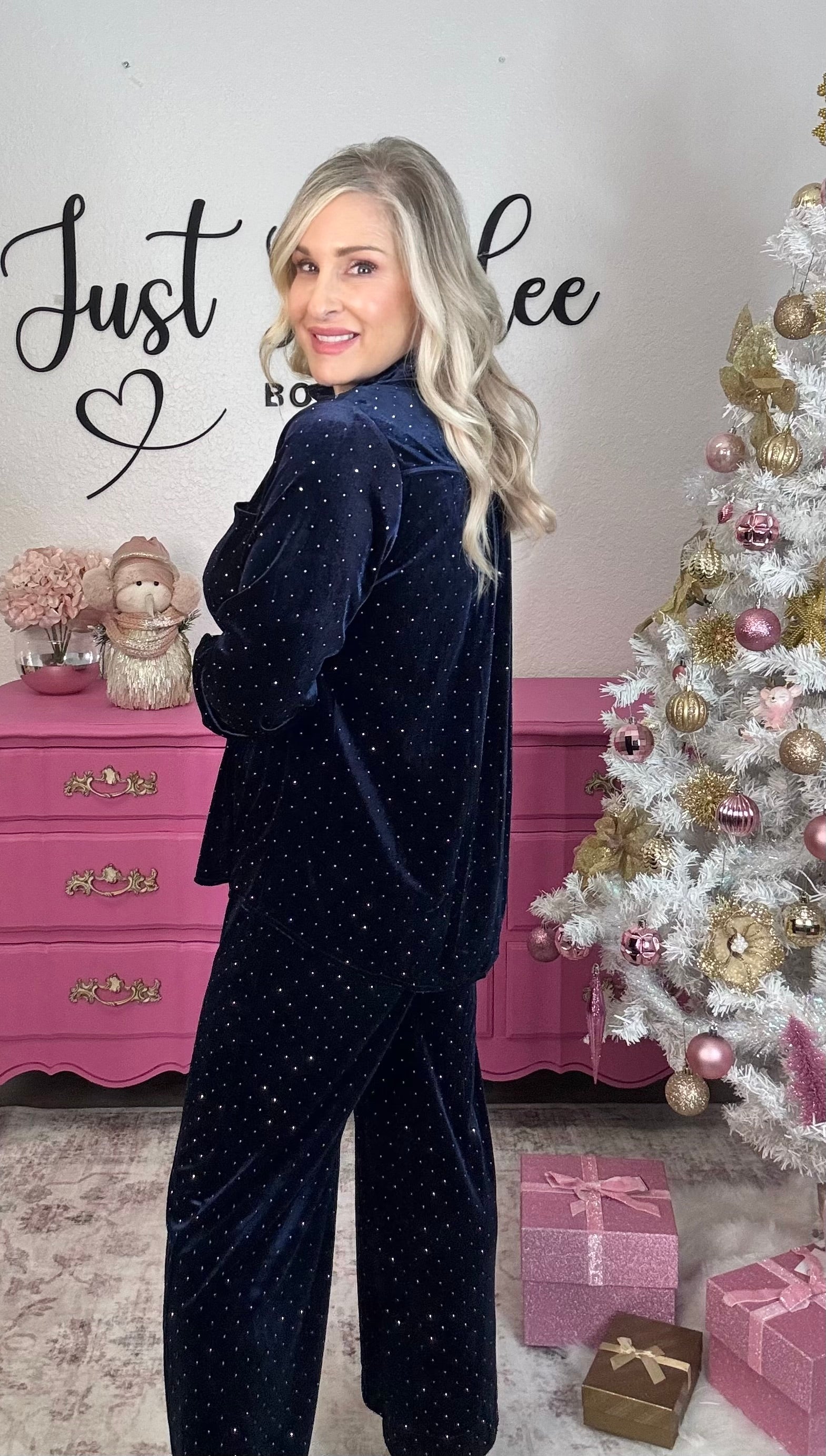 The Midnight Velvet Button Down Top