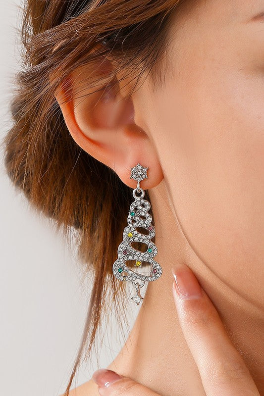 The Rhinestone Christmas Tree Earrings