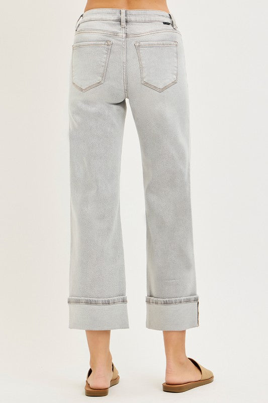 Risen Mid Rise Crop Straight Jeans