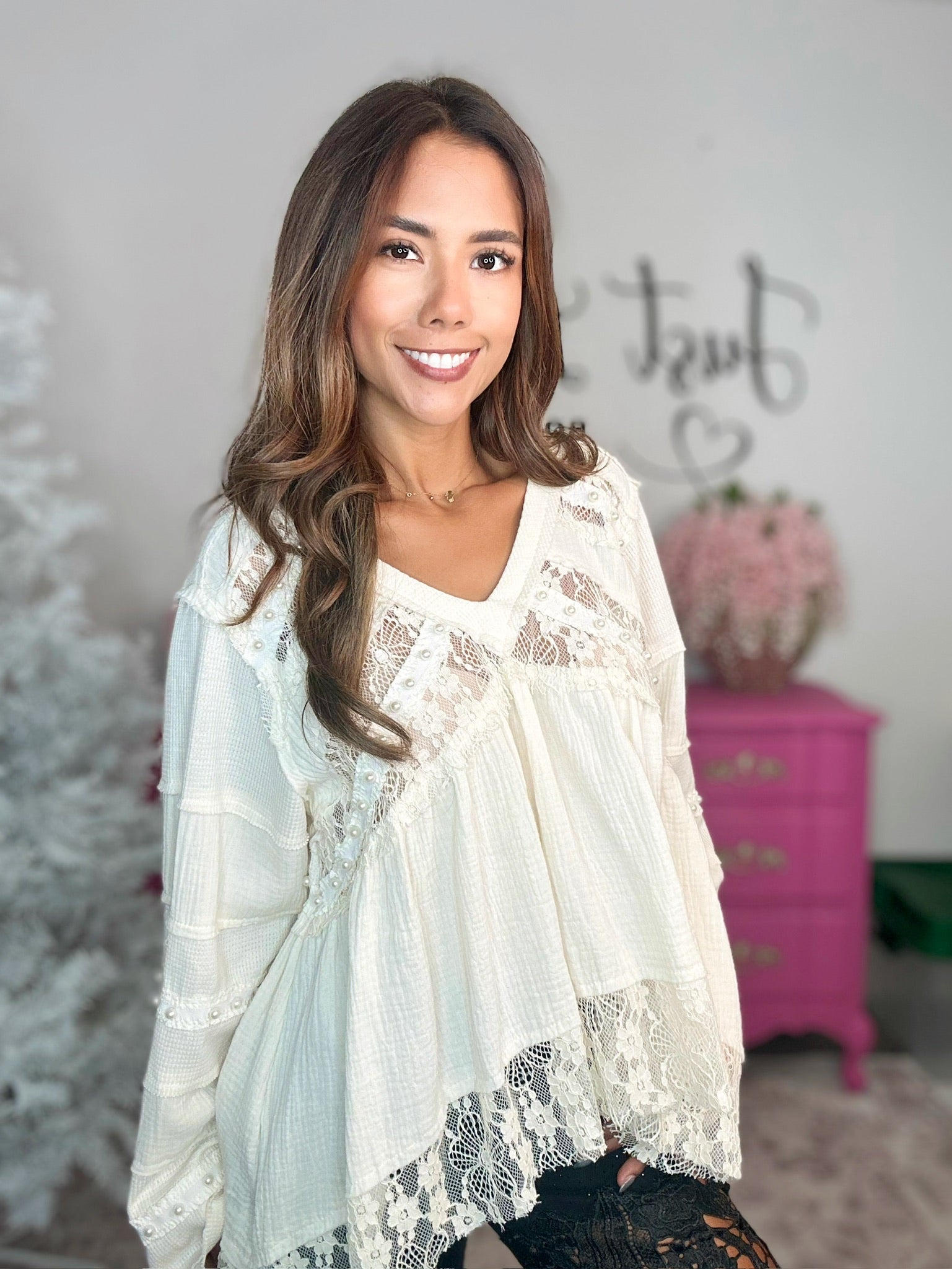 The Double Gauze Lace Top by Pol