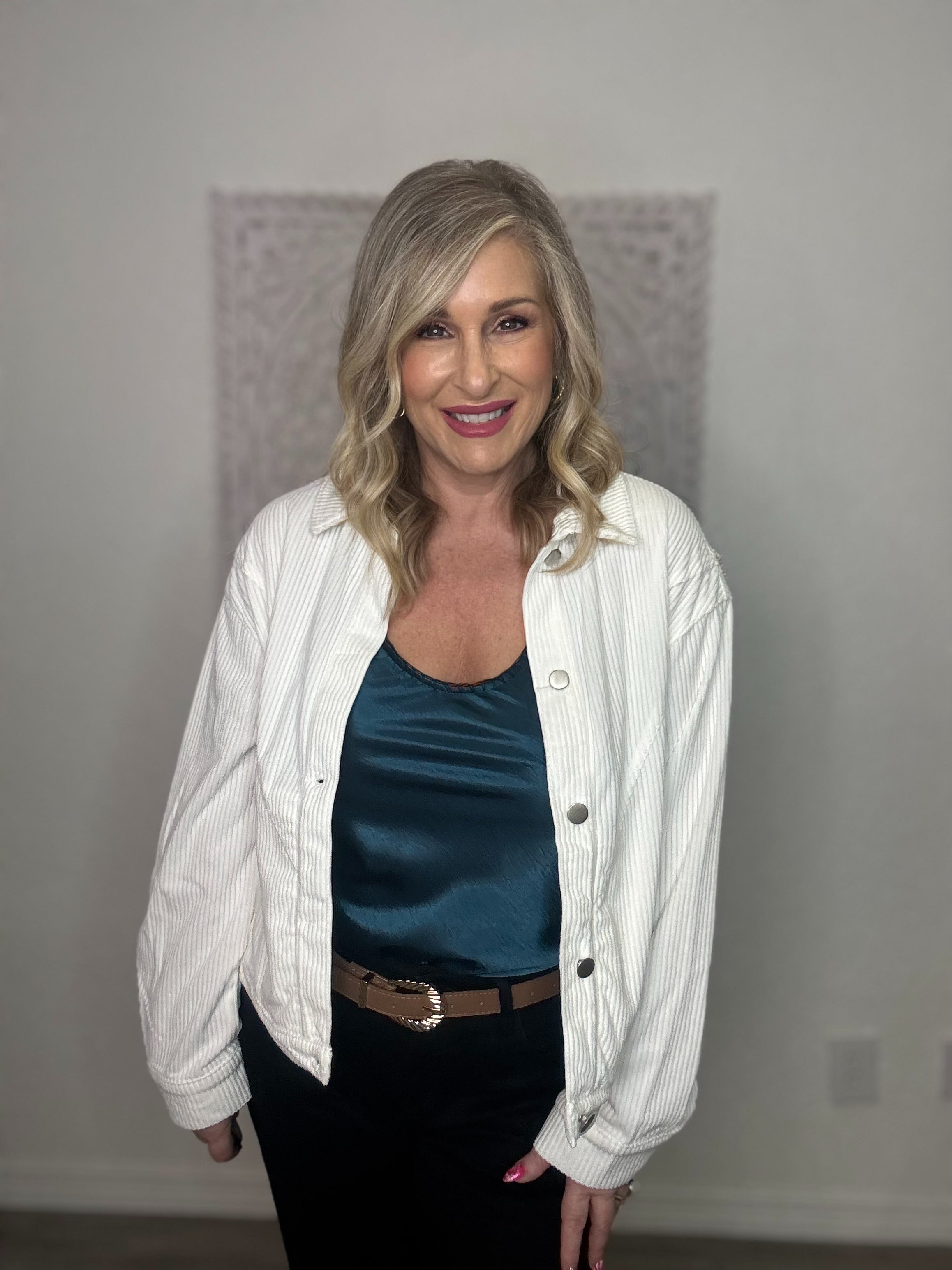 The White Corduroy Shacket Top