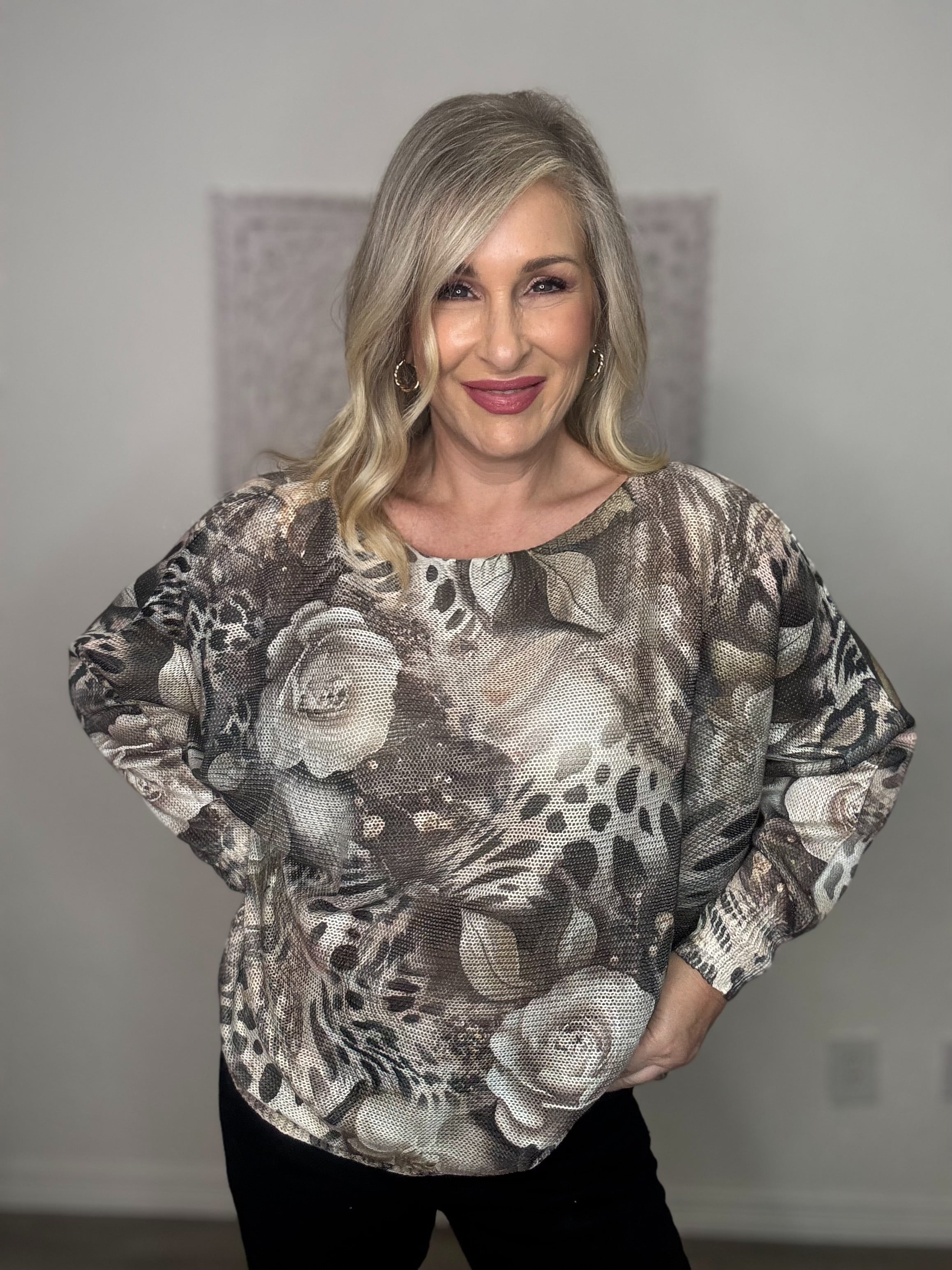 The Black Rose Leopard Knit Top