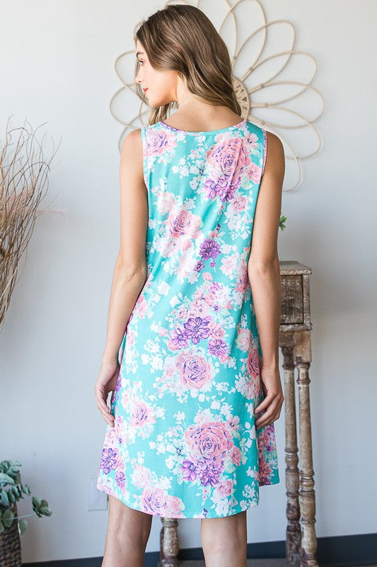 The Mint Floral Sleeveless Dress