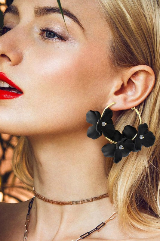 Triple Flower Hoop Earrings