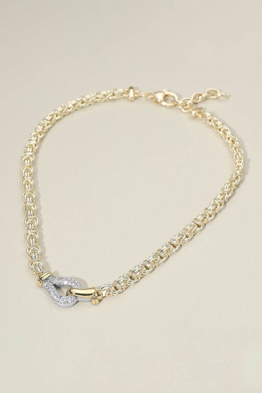 14k Two Tone Abstract Chain Necklace