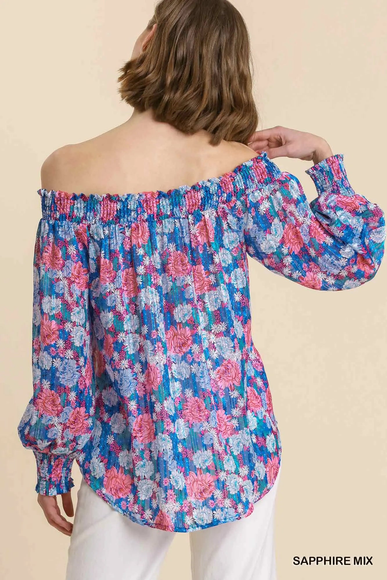 Sheer Floral Print Off Shoulder Top