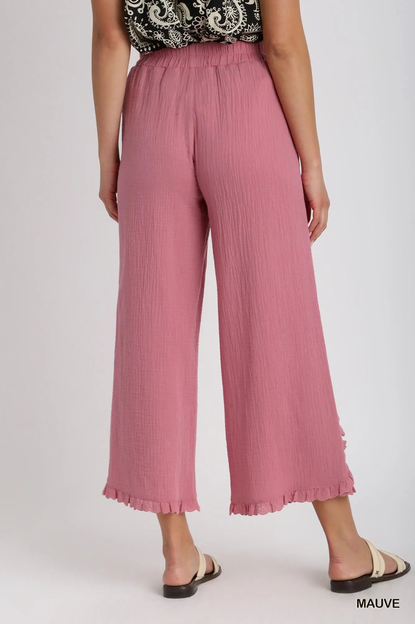 Cotton Gauze Wide Leg Pants