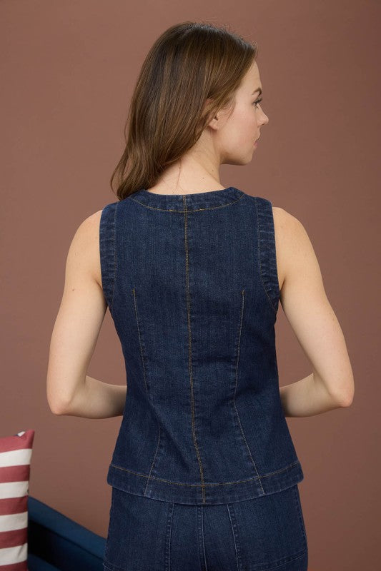 Sleeveless Button Down Denim Vest
