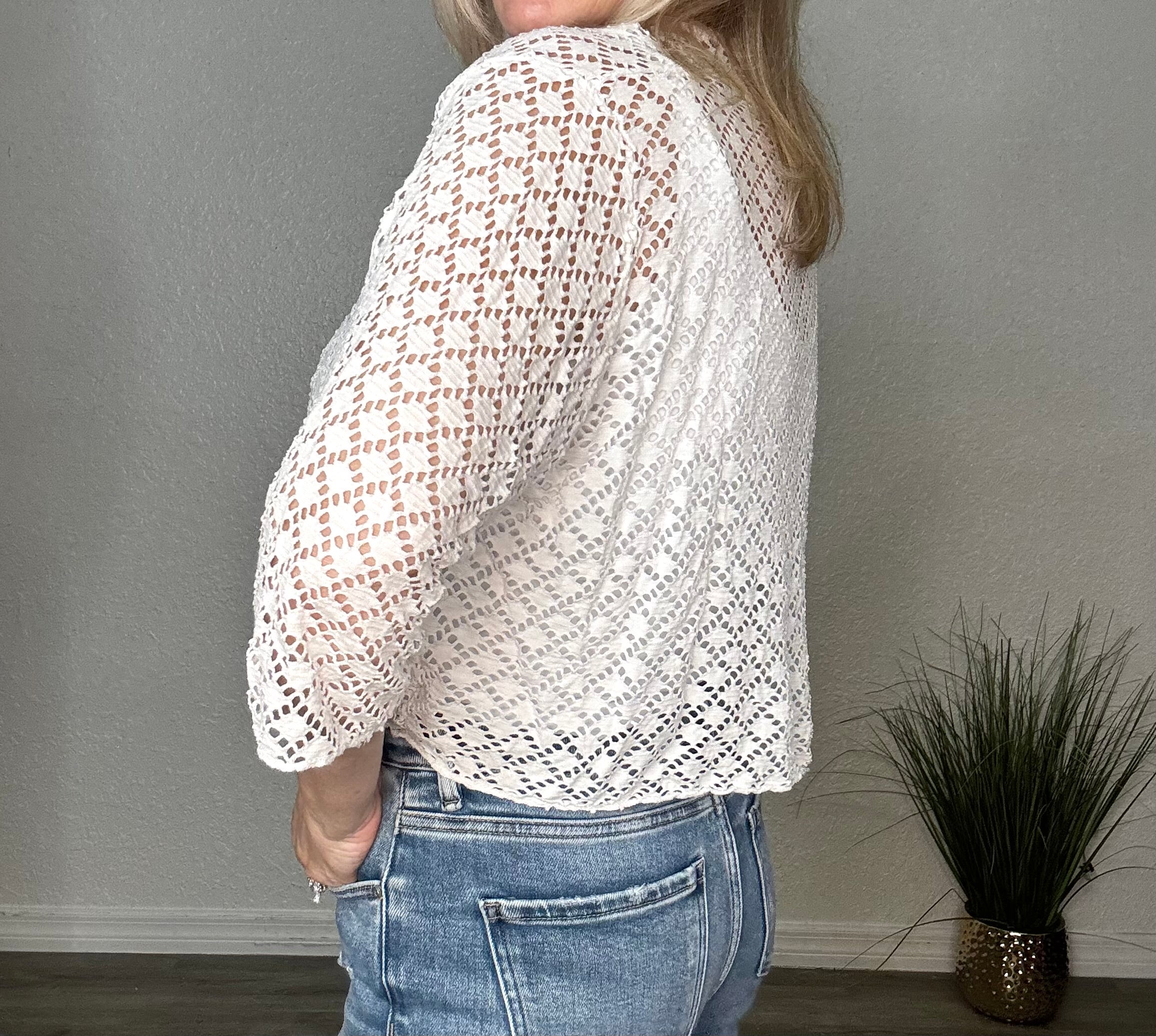 Cropped Open Knit Cardigan