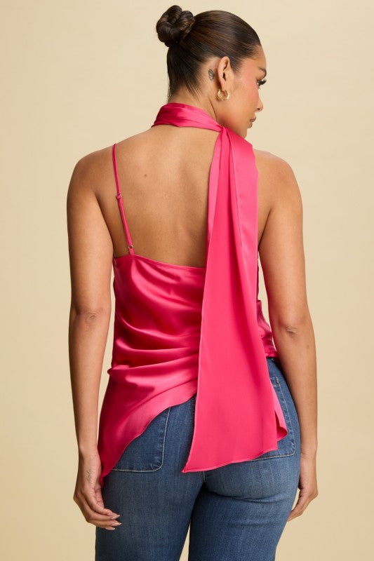 Satin Scarf Neck Top