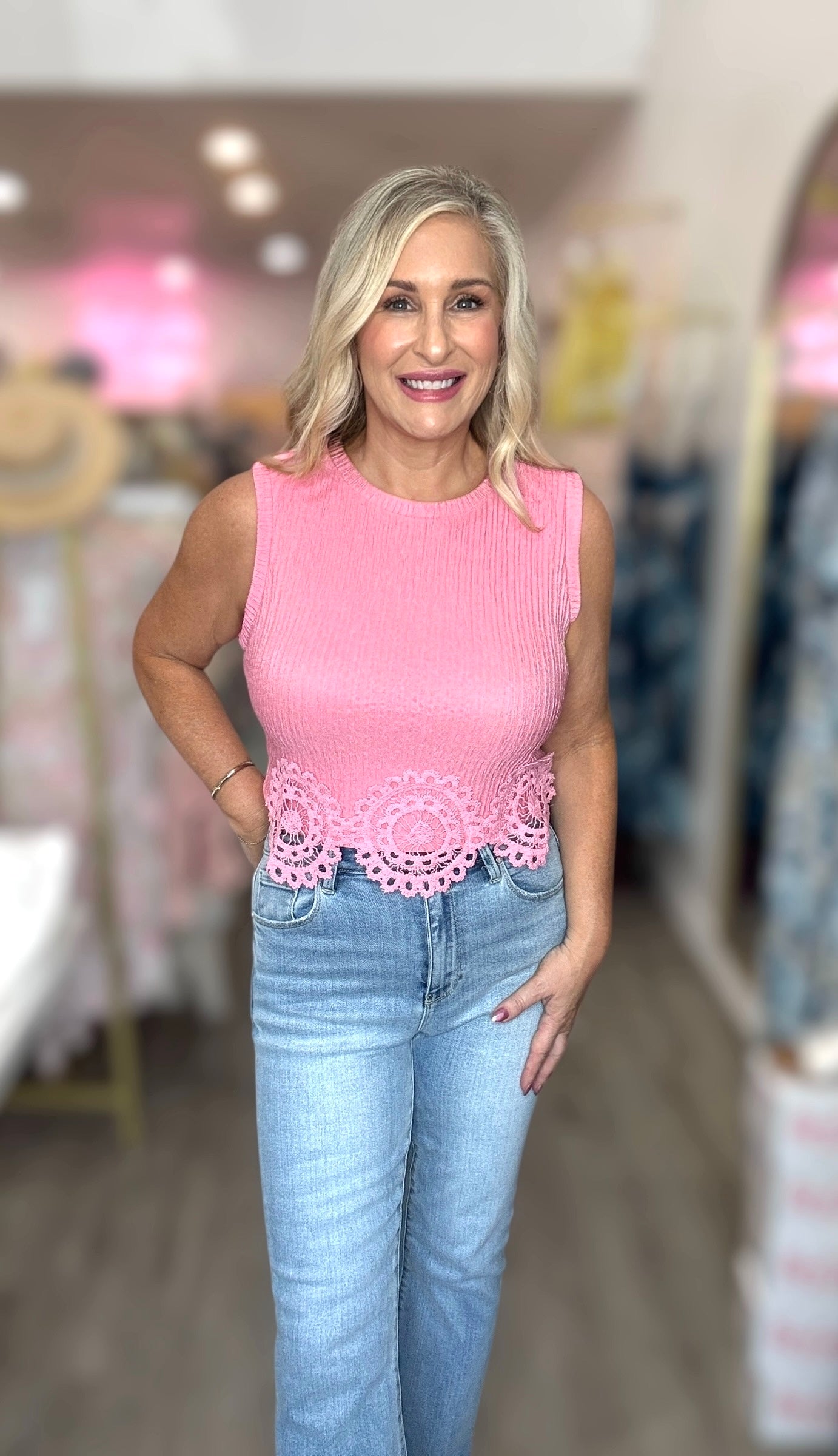 The Crochet Hem Top