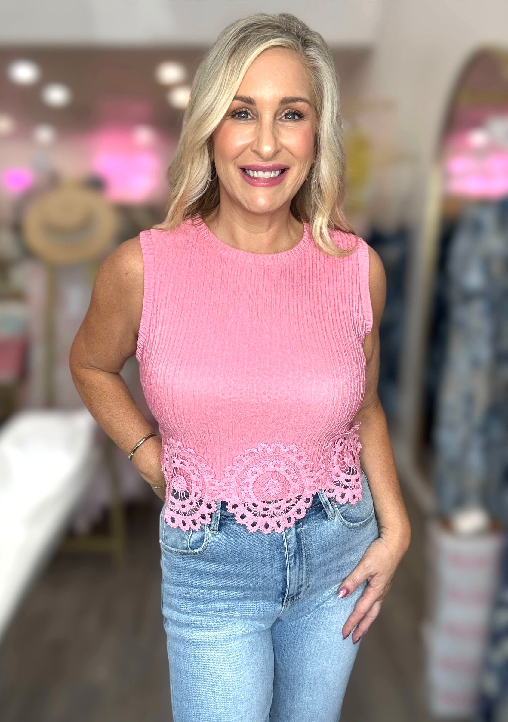 The Crochet Hem Top