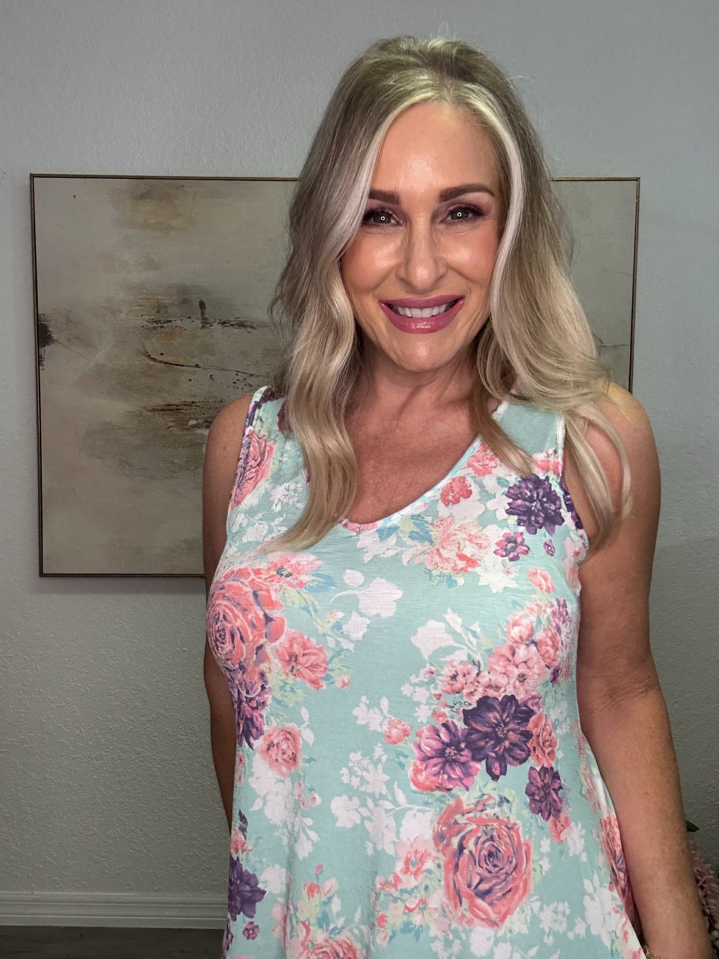 The Mint Floral Sleeveless Dress