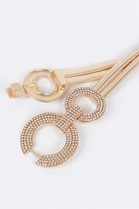 Rhinestone Double Metal Stretch Belt