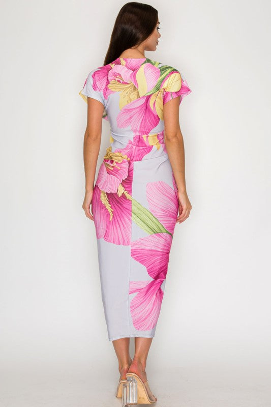The Tropical V-Neck Midi Length Dress