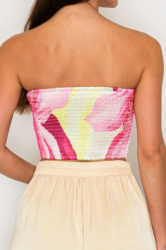 Strapless Satin Effect Scarf Top