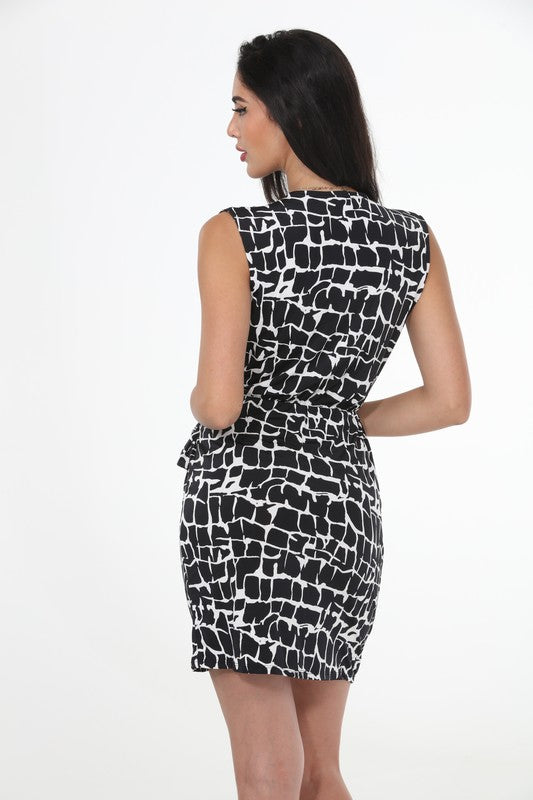 Black and White Wrap Tank Dress