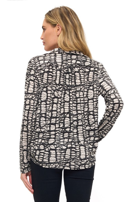 Printed Collared Surplice Top