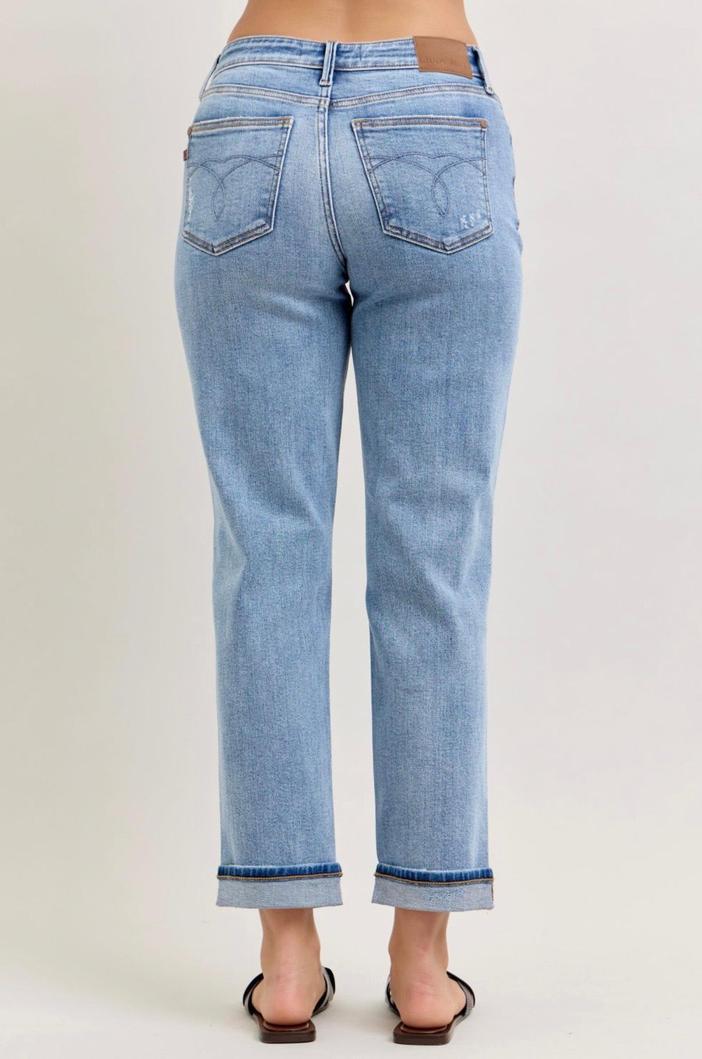 Judy Blue Mid-Rise Destroyed Boyfriend Jeans