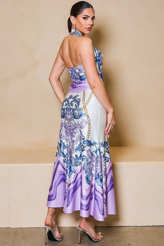 Cowl Neck Top and Skirt Set