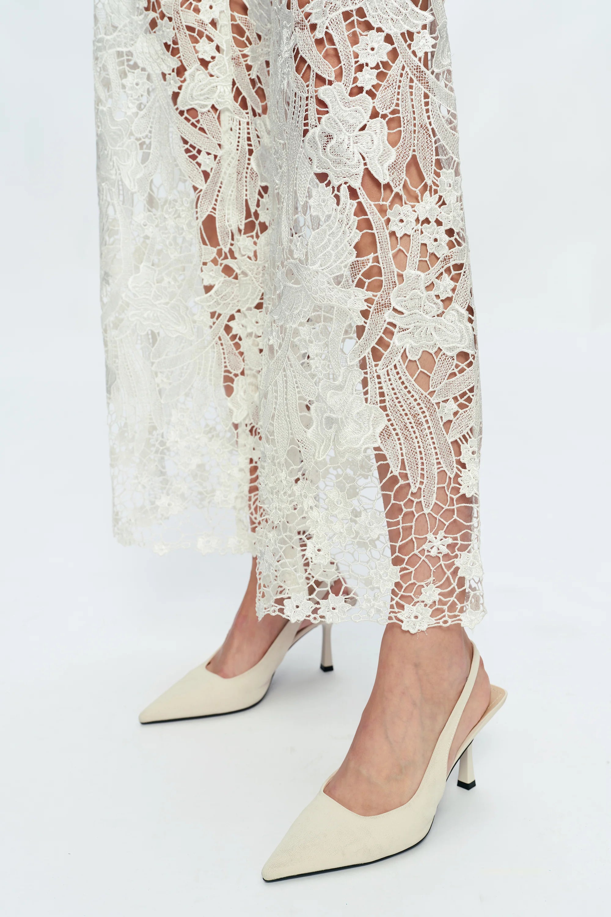 The Lace Embroidered Cutout Denim Jeans