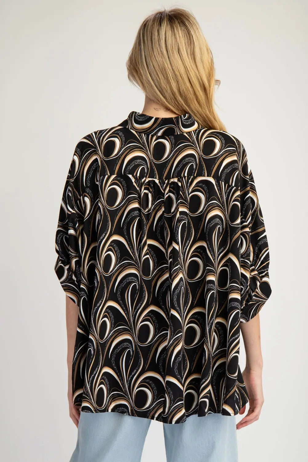 The Black Printed Short Sleeve Top