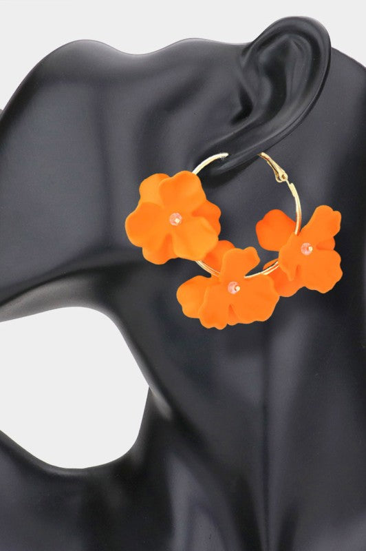 Triple Flower Hoop Earrings