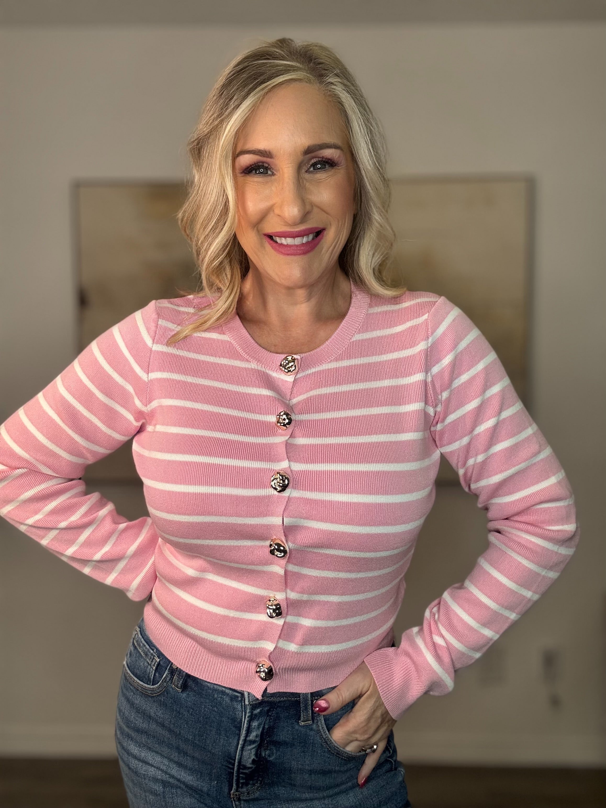 Gold Floral Button Cardigan