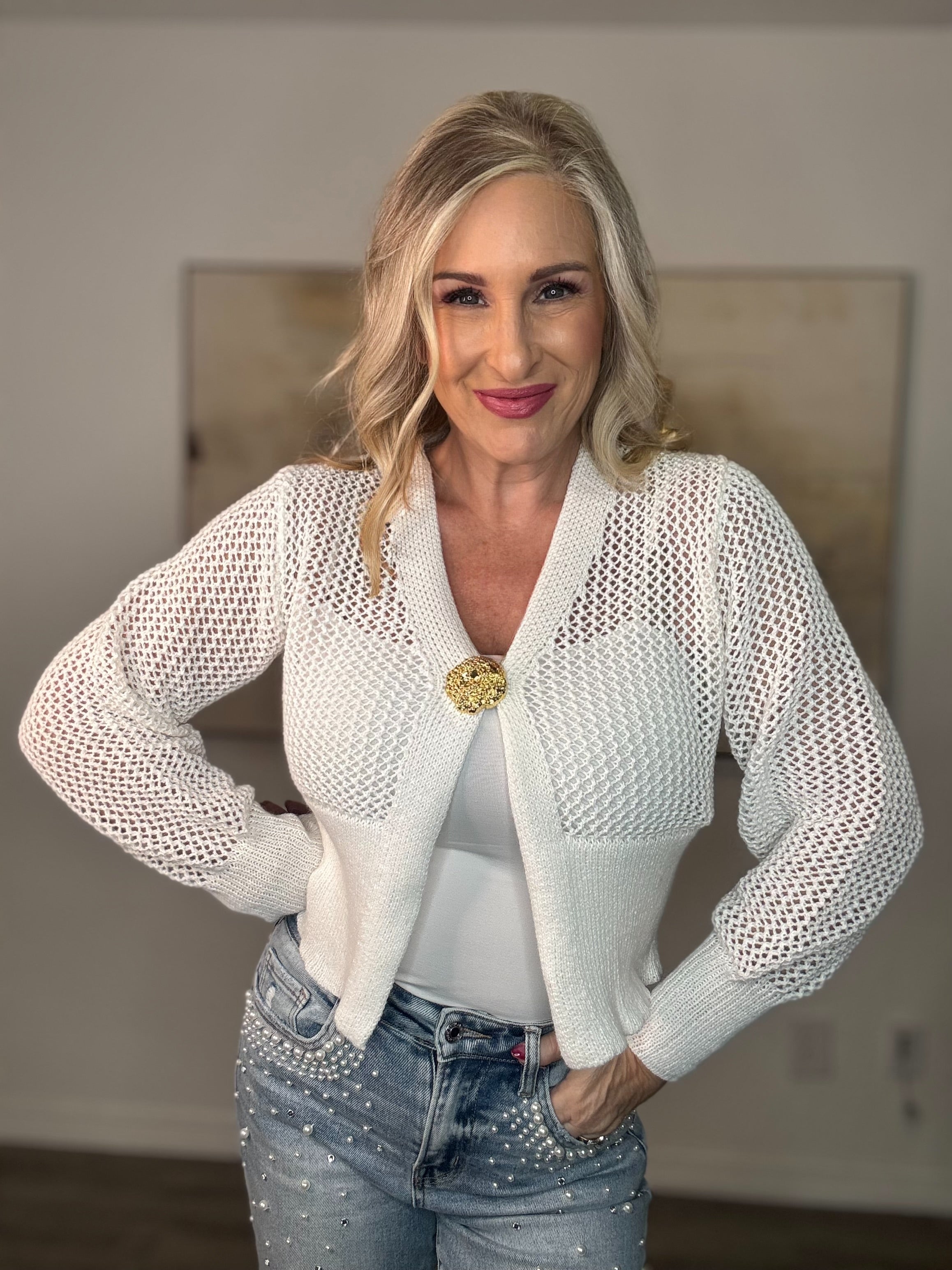 The White Gold Button Cardigan Top