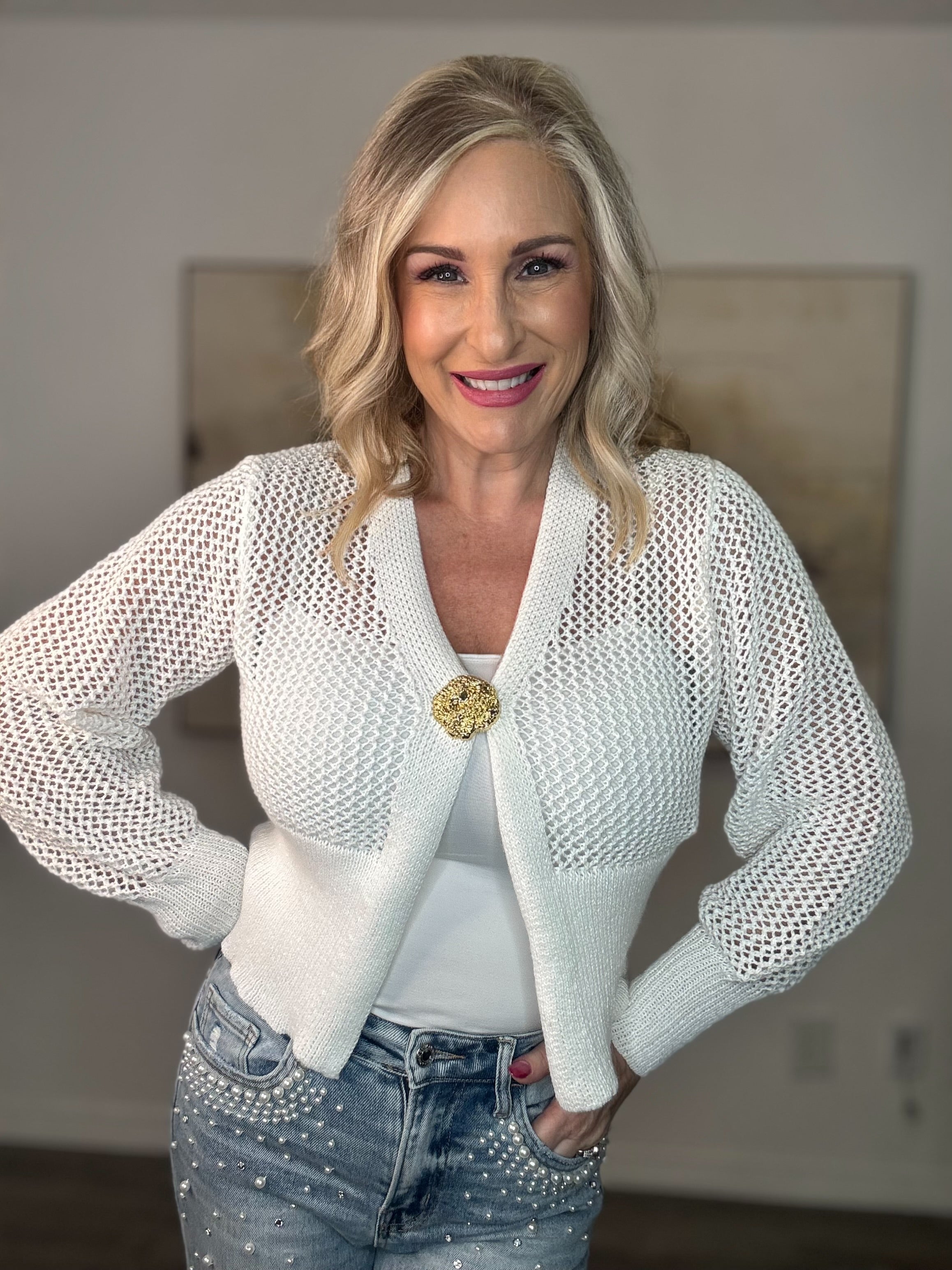 The White Gold Button Cardigan Top