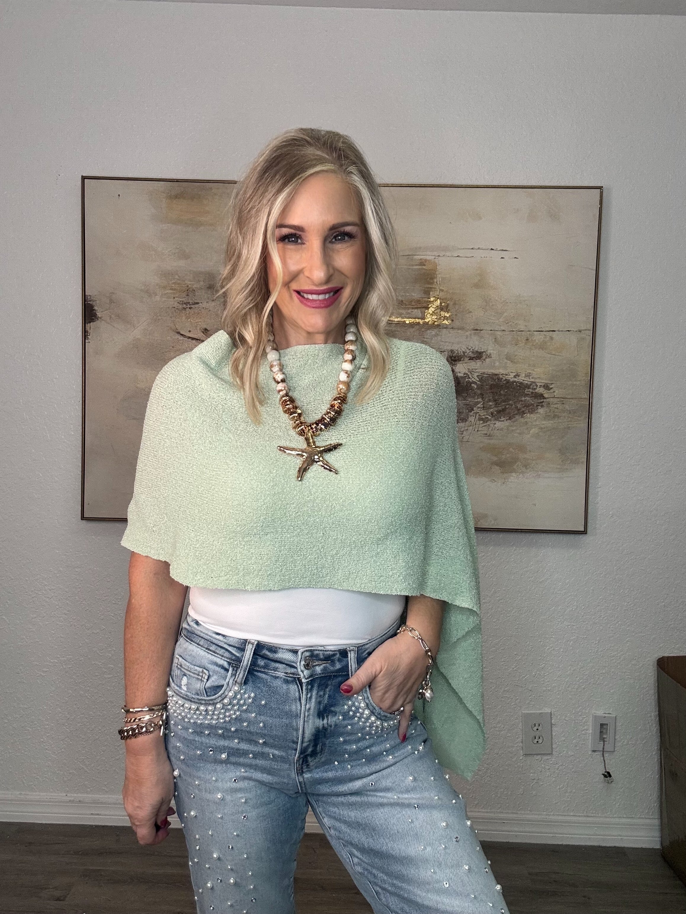 Relaxed Off-Shoulder Shrug Top