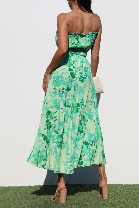 Green Tube Woven Midi Dress