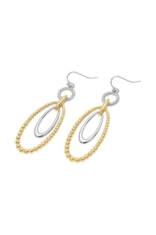 Mixed Link Oval Drop Earrings