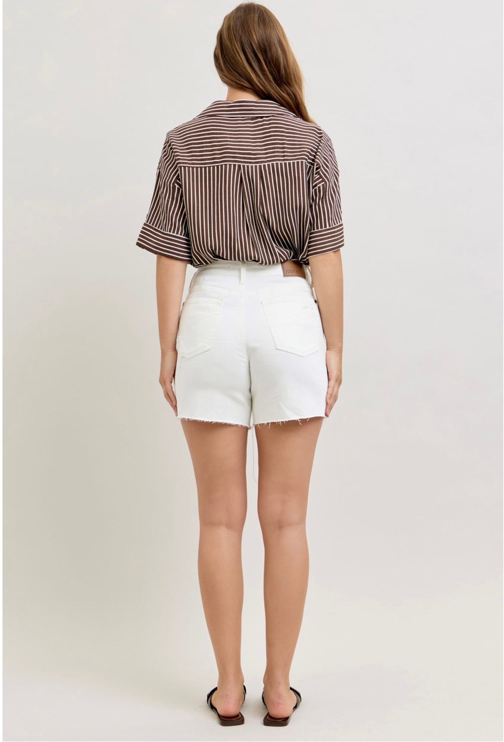 Judy Blue White Rigid Magic Dad Shorts