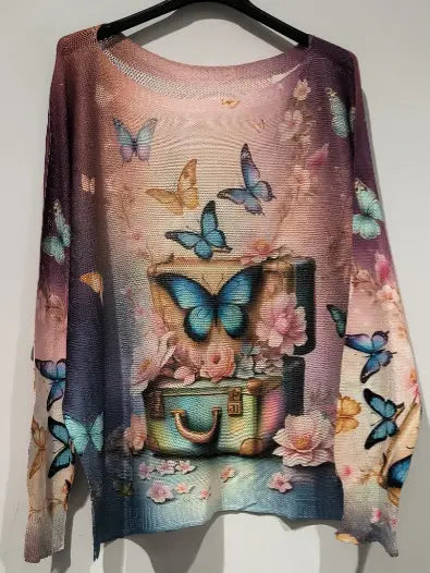 The Blue Picasso Knit Printed Sweater Top