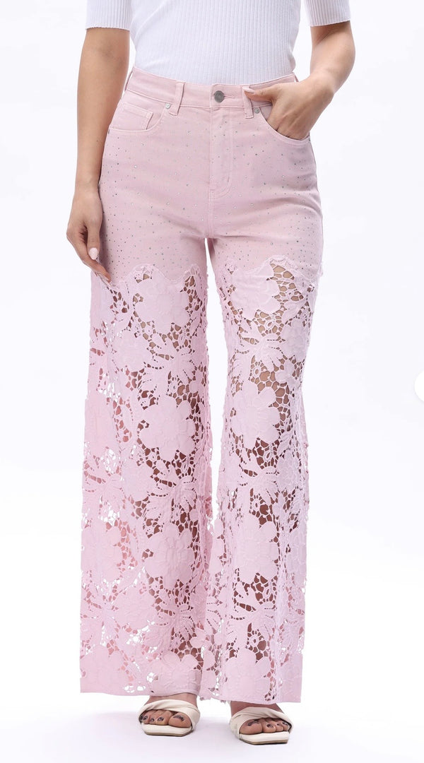 The Pink Lace Rhinestone Jeans