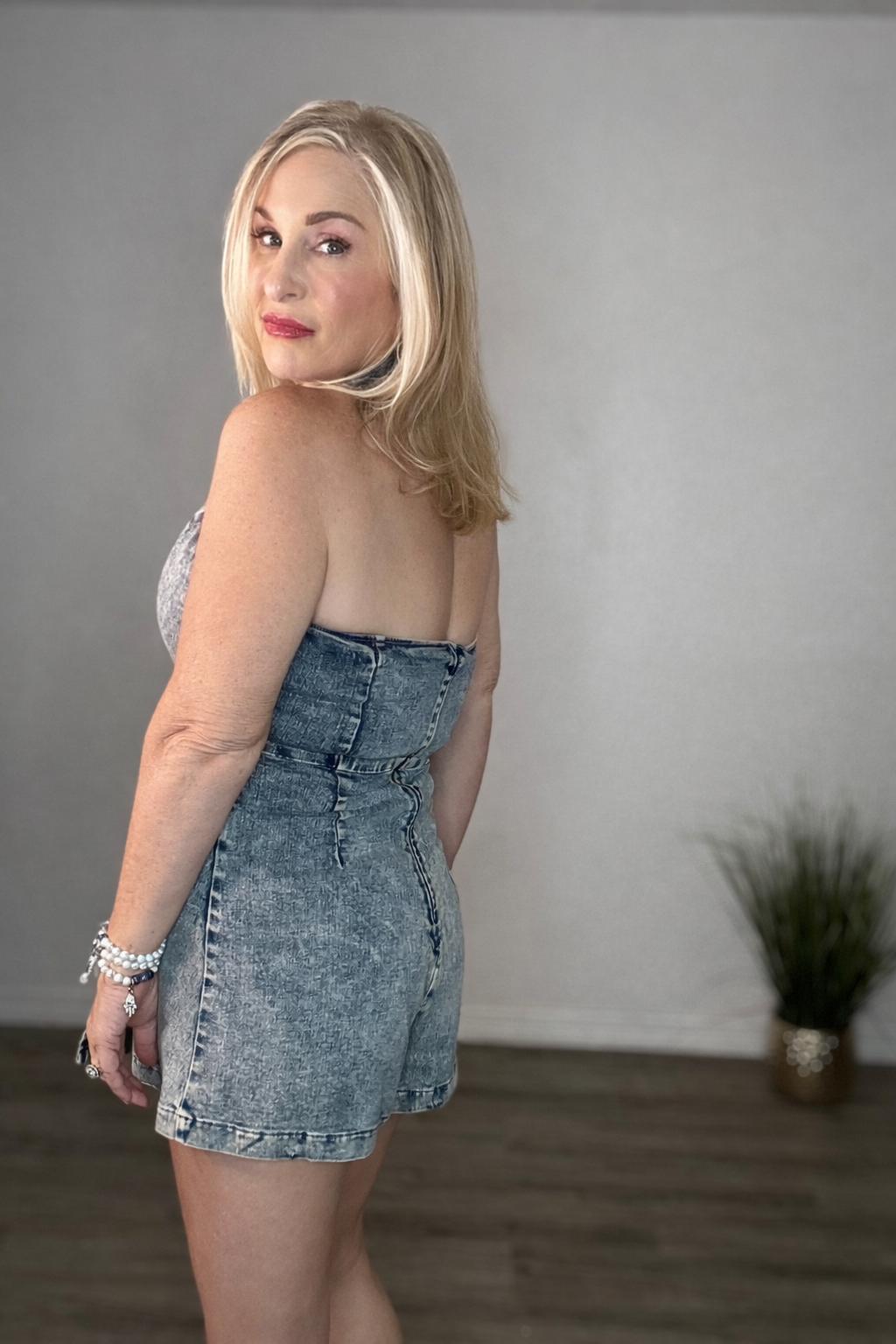 Denim Halter Wrap Romper