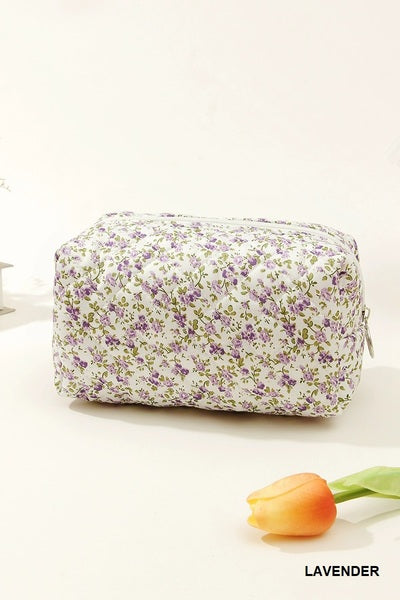 Disty Quilted Floral Cosmetic Pouch Bag