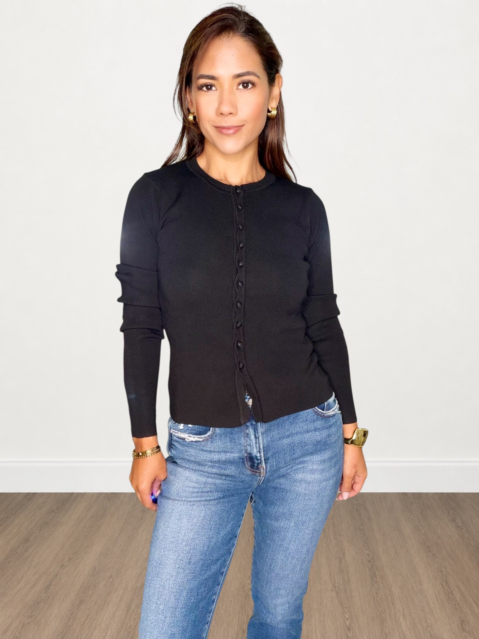 Button Up Ribbed Knit Sweater Cardigan