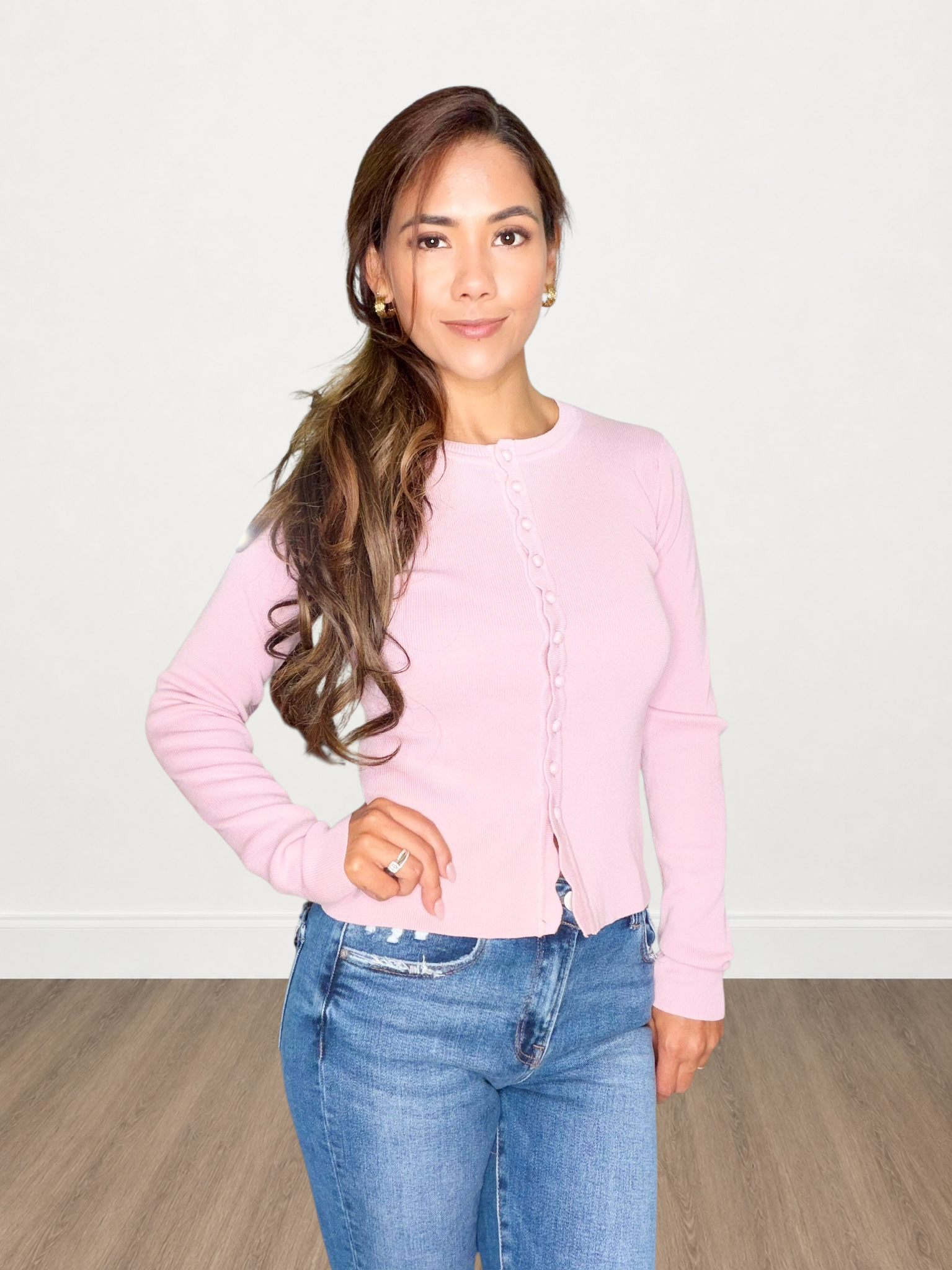 Button Up Ribbed Knit Sweater Cardigan