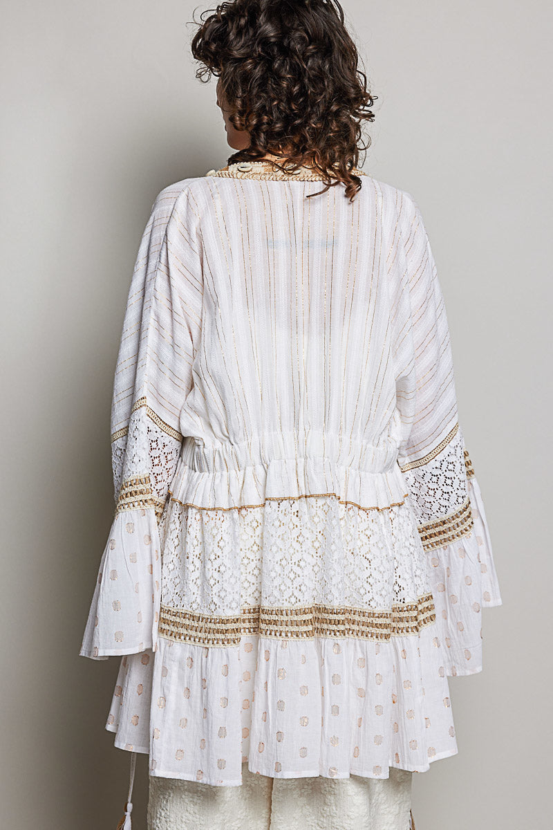 Seashell Metallic Kimono Top by Pol