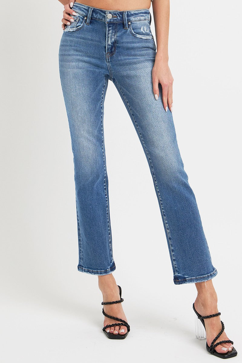 Mid Rise Ankle Straight Jeans by Risen