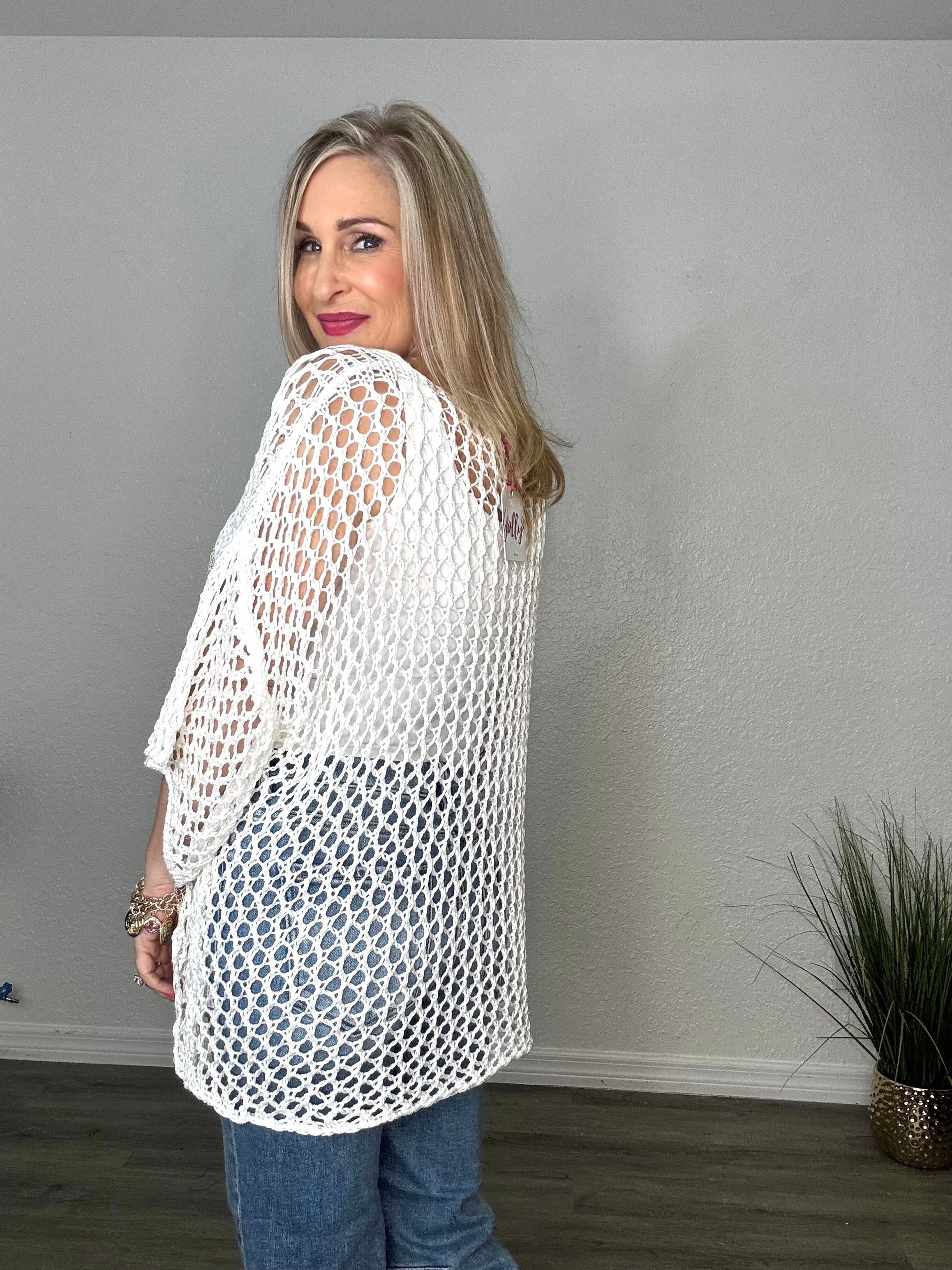 White Crochet Star Top