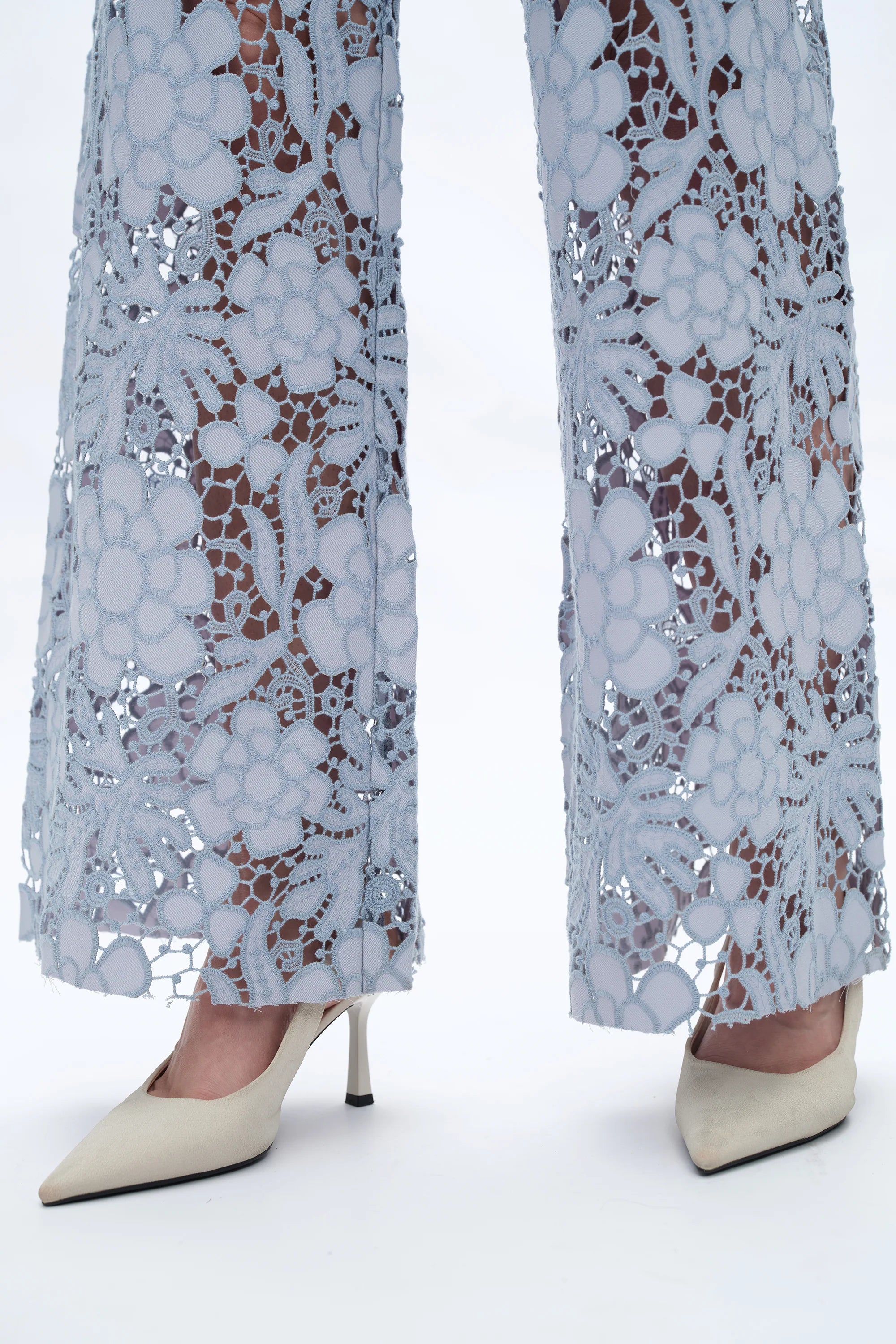 The Blue Lace Patchwork Wide Leg Jeans