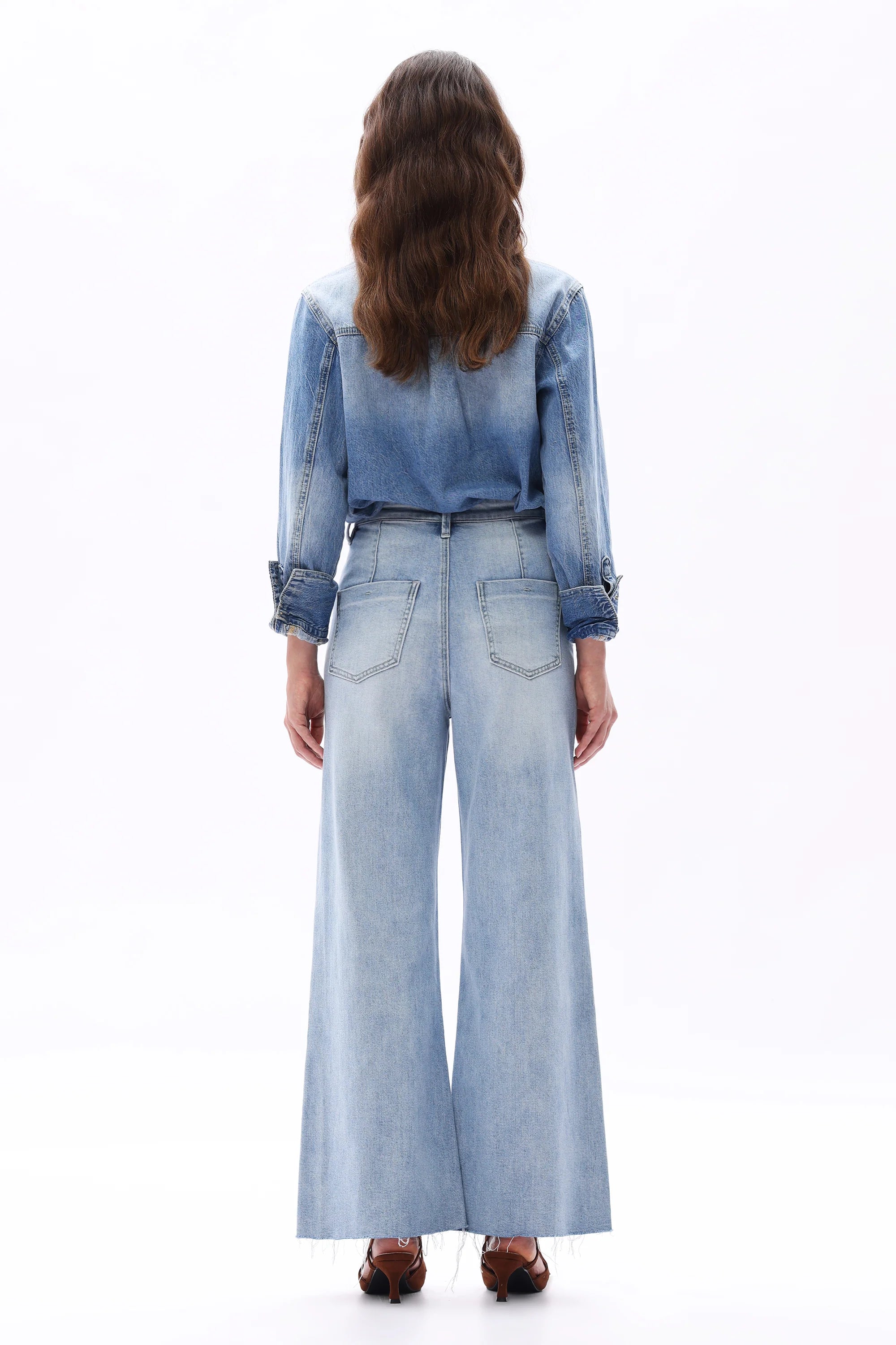 Floral Embroidery & Pearl Embellishments Wide Leg Jeans
